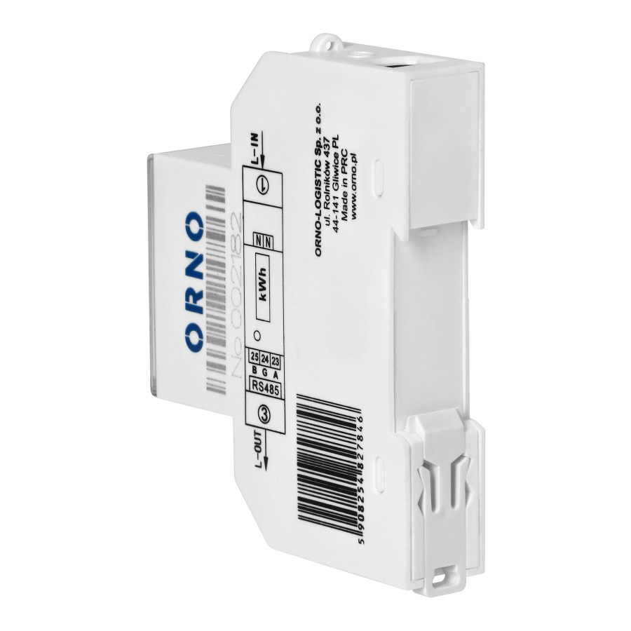 1-phase multi-tariff energy meter wtih RS-485, 100A, power supply: 230V AC/50-60Hz, current: 5(100)A, pulse frequency: 1000 imp/kWh, signaling read: flashing LCD, installation rail: DIN TH-35mm
